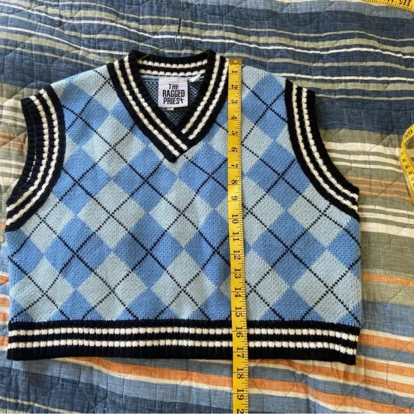 Ragged Priest argyle cropped sweater Large - Picture 9 of 10